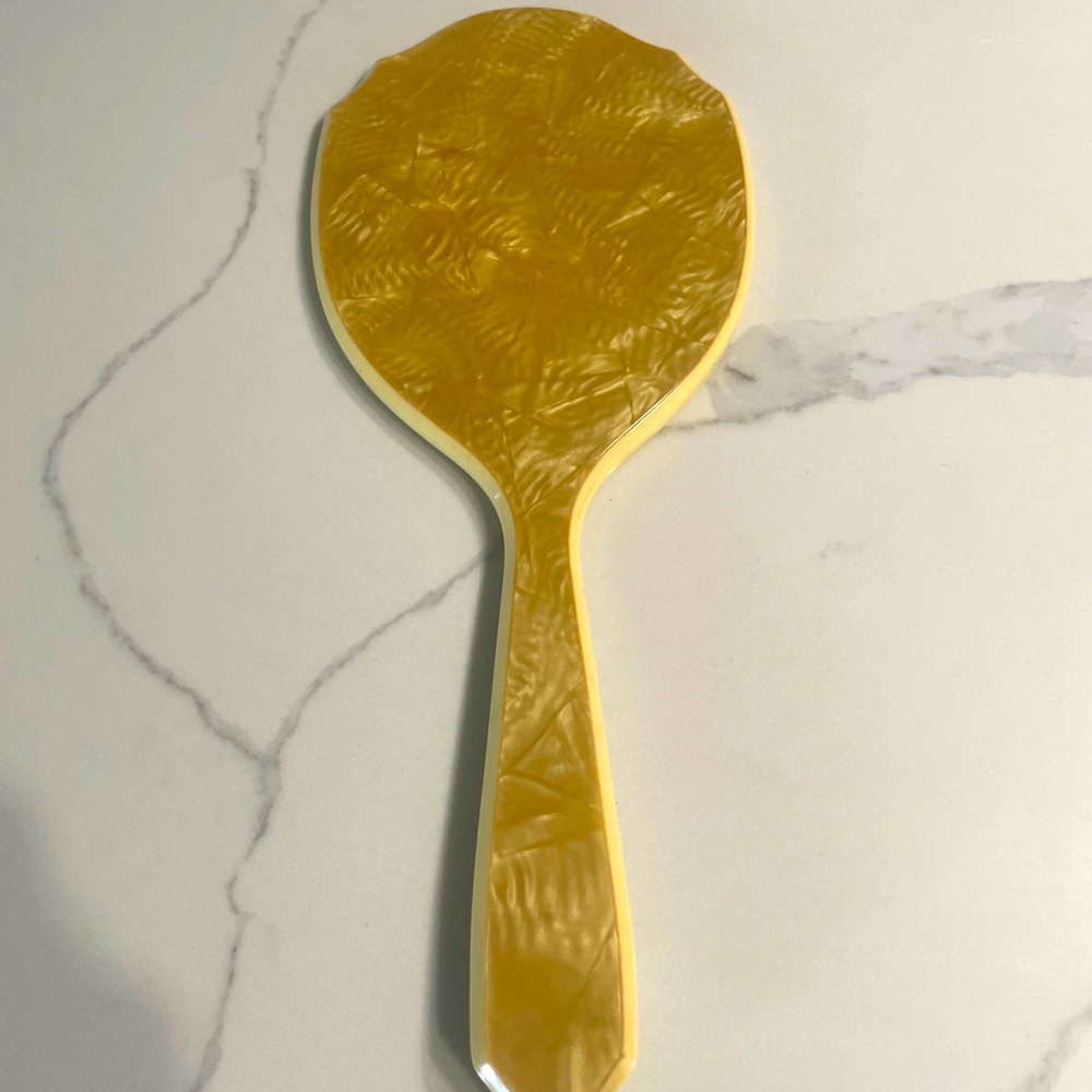 Cottagecore Antique Celluloid Silvered Hand Mirror.